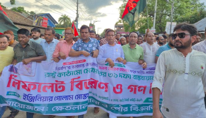 বিএনপির ৩১ দফা বাস্তবায়নে গণমিছিল-লিফলেট বিতরণ