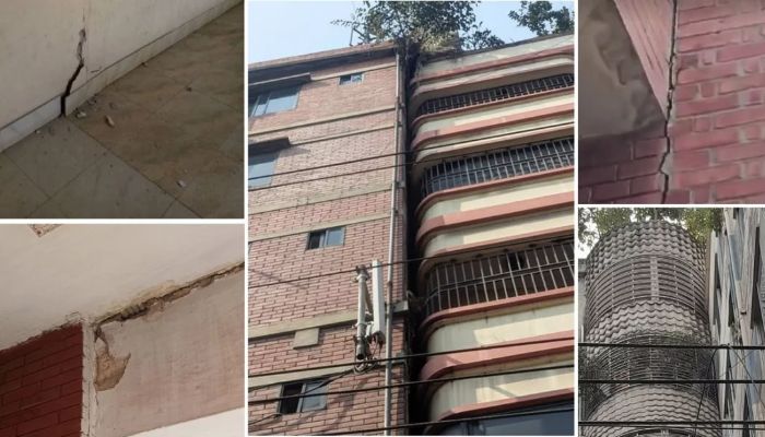 ভূমিকম্পে রাজধানীর বেশ কয়েকটি ভবন হেলে পড়েছে, দেখা দিয়েছে ফাটল