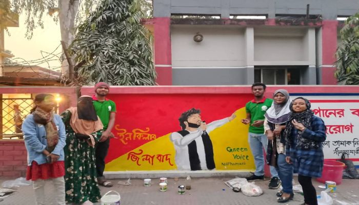 গ্রাফিতিতে স্মরণ করা হলো জুলাই যোদ্ধা ওসমান হাদি