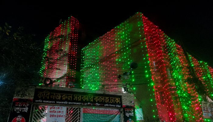 বিজয়ের বর্ণিল সাজে সজ্জিত কবি নজরুল কলেজ ; স্মৃতির আড়ালে শহীদ শামসুল আলম