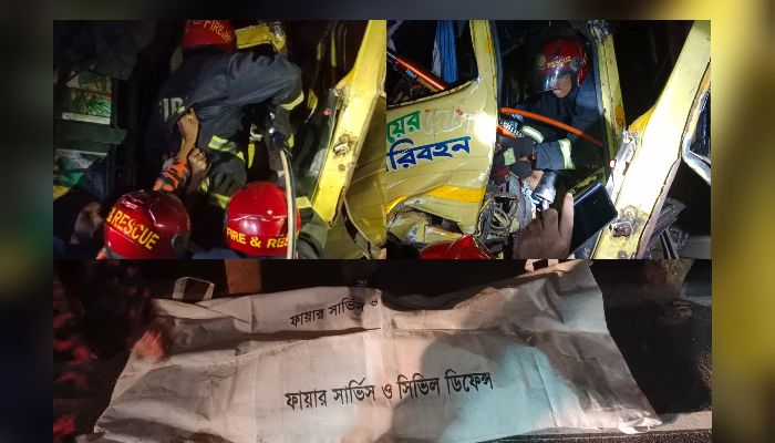 ঢাকা-চট্টগ্রাম মহাসড়কে লরির পেছনে ধাক্কা, থেঁতলে গেল ট্রাক