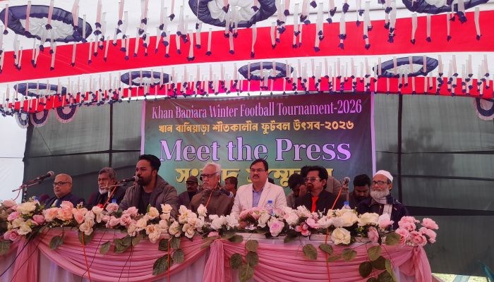 সিংগাইরে “খান বানিয়ারা শীতকালীন ফুটবল উৎসব’২৬” উপলক্ষে সংবাদ সম্মেলন