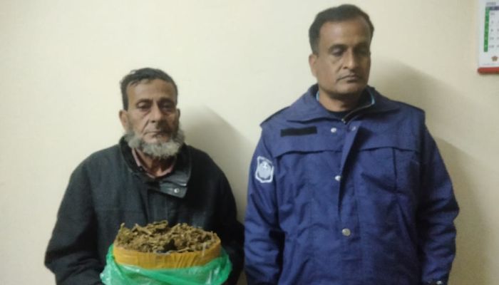 কেন্দুয়া উপজেলার রোয়াইলবাড়ি ইউনিয়নে গাঁজাসহ আটক ১