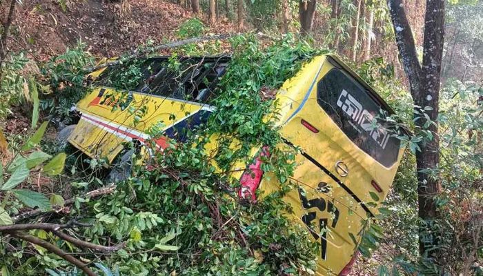 পর্যটকদের নিয়ে পাহাড় থেকে আছড়ে পড়লো বাস, আহত ২০