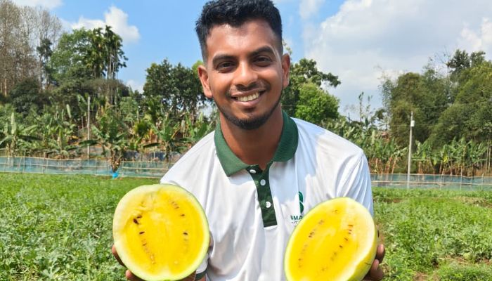 সংবাদ সারাবেলা‘র প্রতিনিধি খোর্শেদ আলম এর বাজিমাত, হলুদ তরমুজ চাষে নেট দুনিয়ায় ভাইরাল