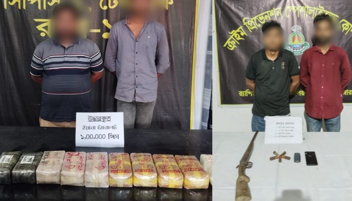 কক্সবাজারে র‌্যাব-১৫ এর পৃথক অভিযানে ১ লাখ ইয়াবা ও অস্ত্র উদ্ধার, গ্রেফতার ৪