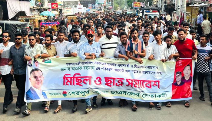 শেরপুরে ছাত্রদলের মিছিল ও সমাবেশ, নতুন কমিটির দাবি
