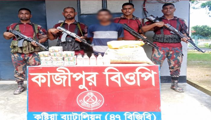 কুষ্টিয়ায় বিজিবির অভিযানে ১১ লাখ টাকার মাদক ও চোরাচালানি পণ্য জব্দ