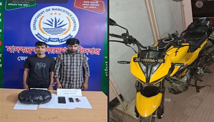 বেগমগঞ্জে বাইকে আড়াই কেজি গাঁজা পাচারকালে কুমিল্লা চক্রের ২ সদস্য গ্রেপ্তার-
