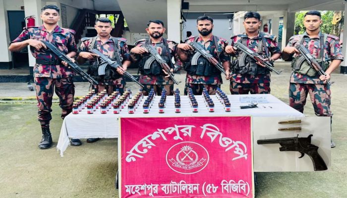 জীবননগর সীমান্তে পিস্তল, গুলি ও মাদক উদ্ধার; ভারতে পালালো চোরাকারবারি