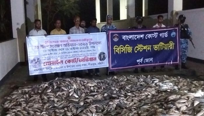 সীতাকুণ্ডে ৭ টন ইলিশ জব্দ, জরিমানা ৩ লাখ ৮০ হাজার টাকা